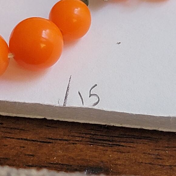 Vintage Double-Stranded Orange Beaded Necklace from Japan, 16 Inch - Picture 8 of 8